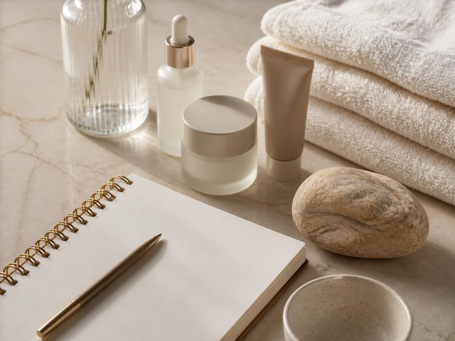 Skincare treatment detail in warm natural light