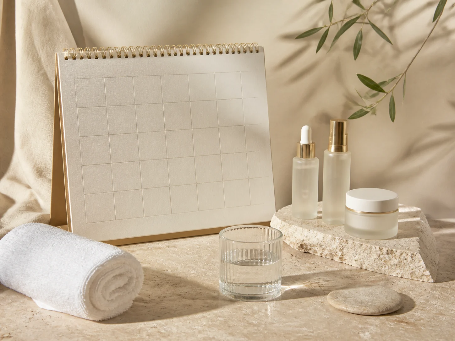 Skincare treatment detail in warm natural light
