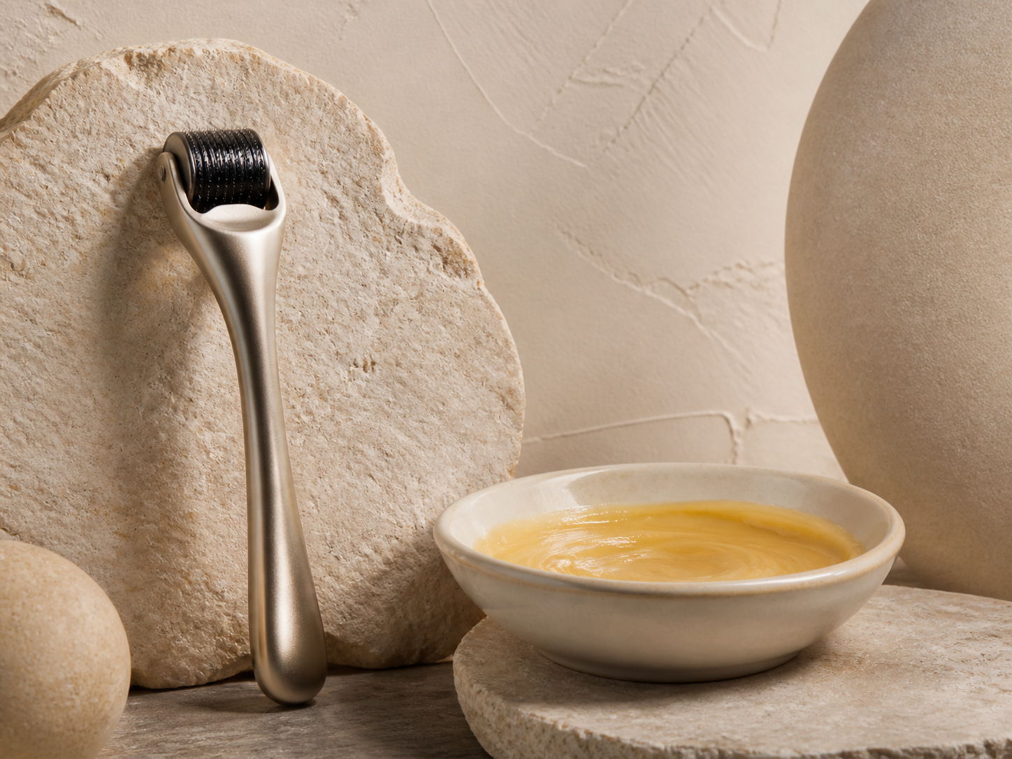 Resurfacing treatment tools and peel details in a warm studio