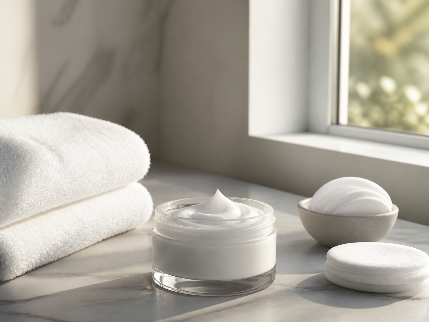 Minimal microneedling aftercare products beside clean linens