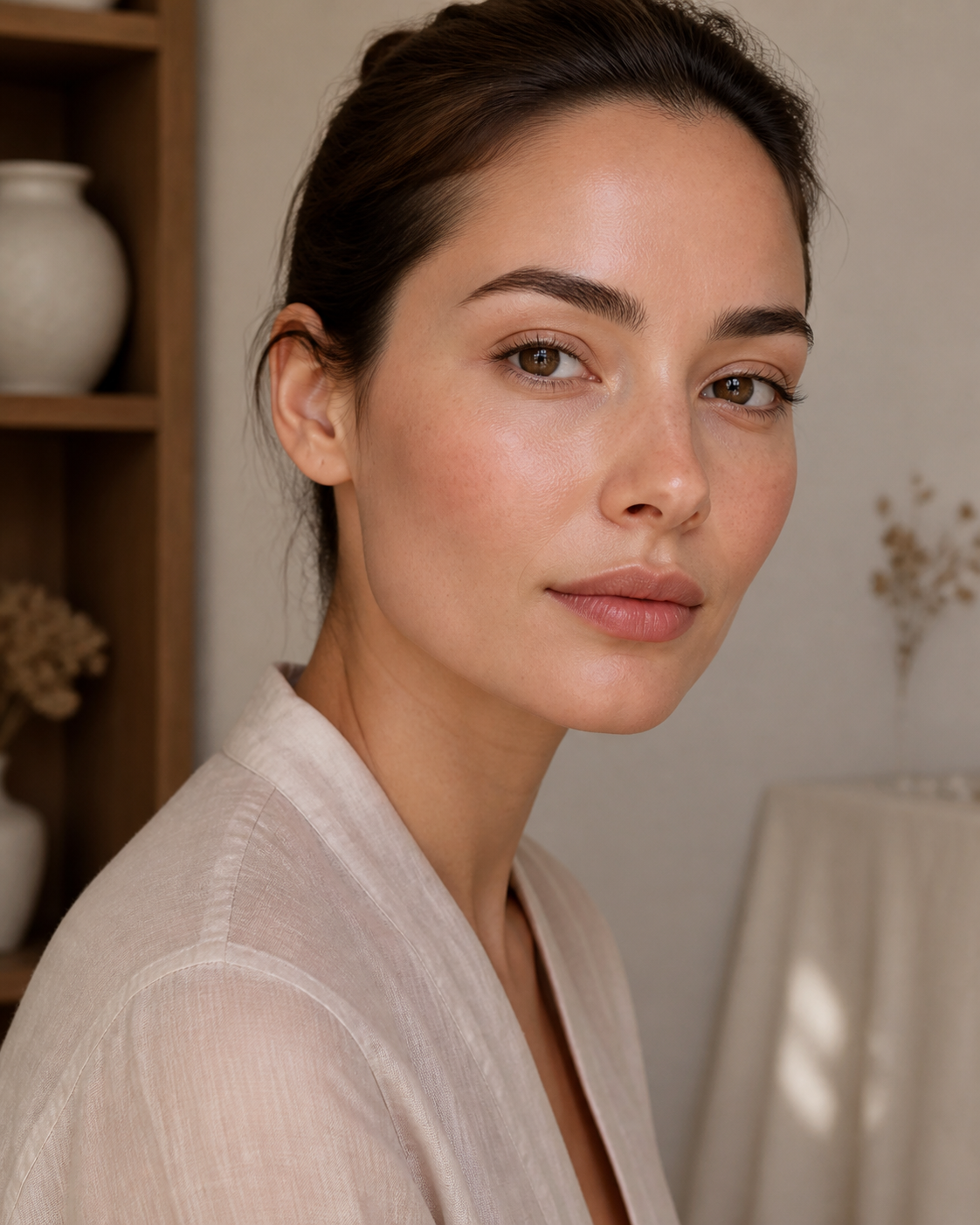 Natural beauty portrait with softly defined skin
