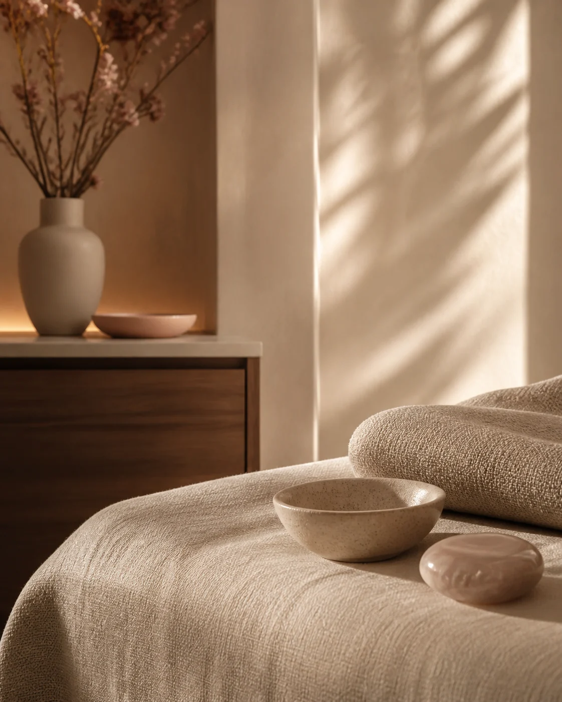 Skincare treatment detail in warm natural light