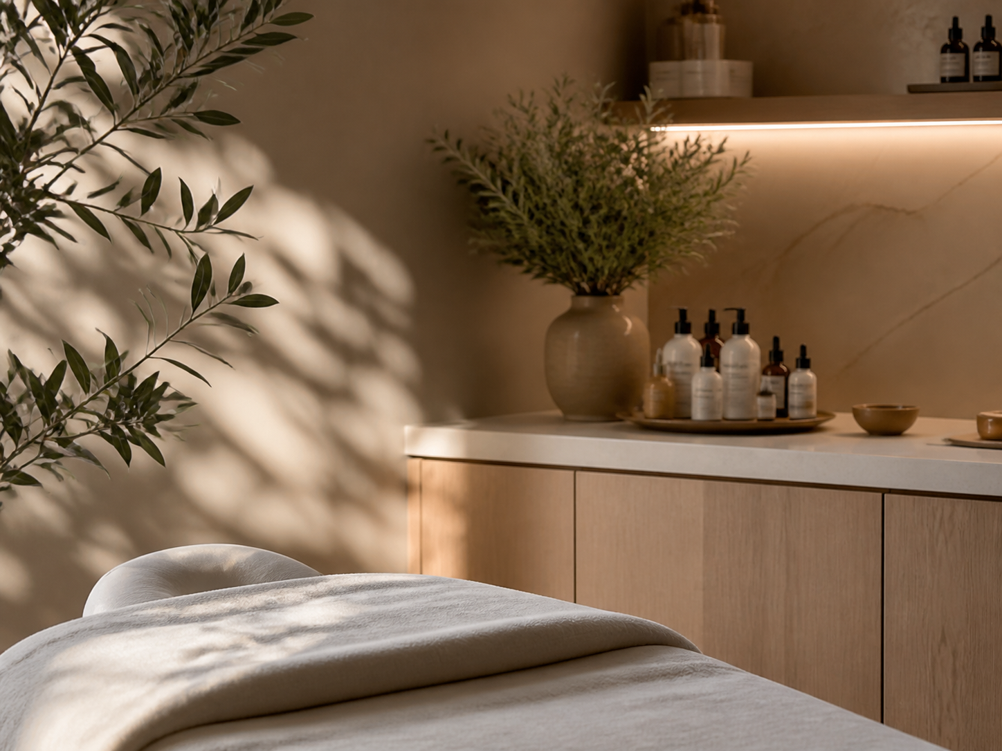 Warm skincare studio detail for Palos Park